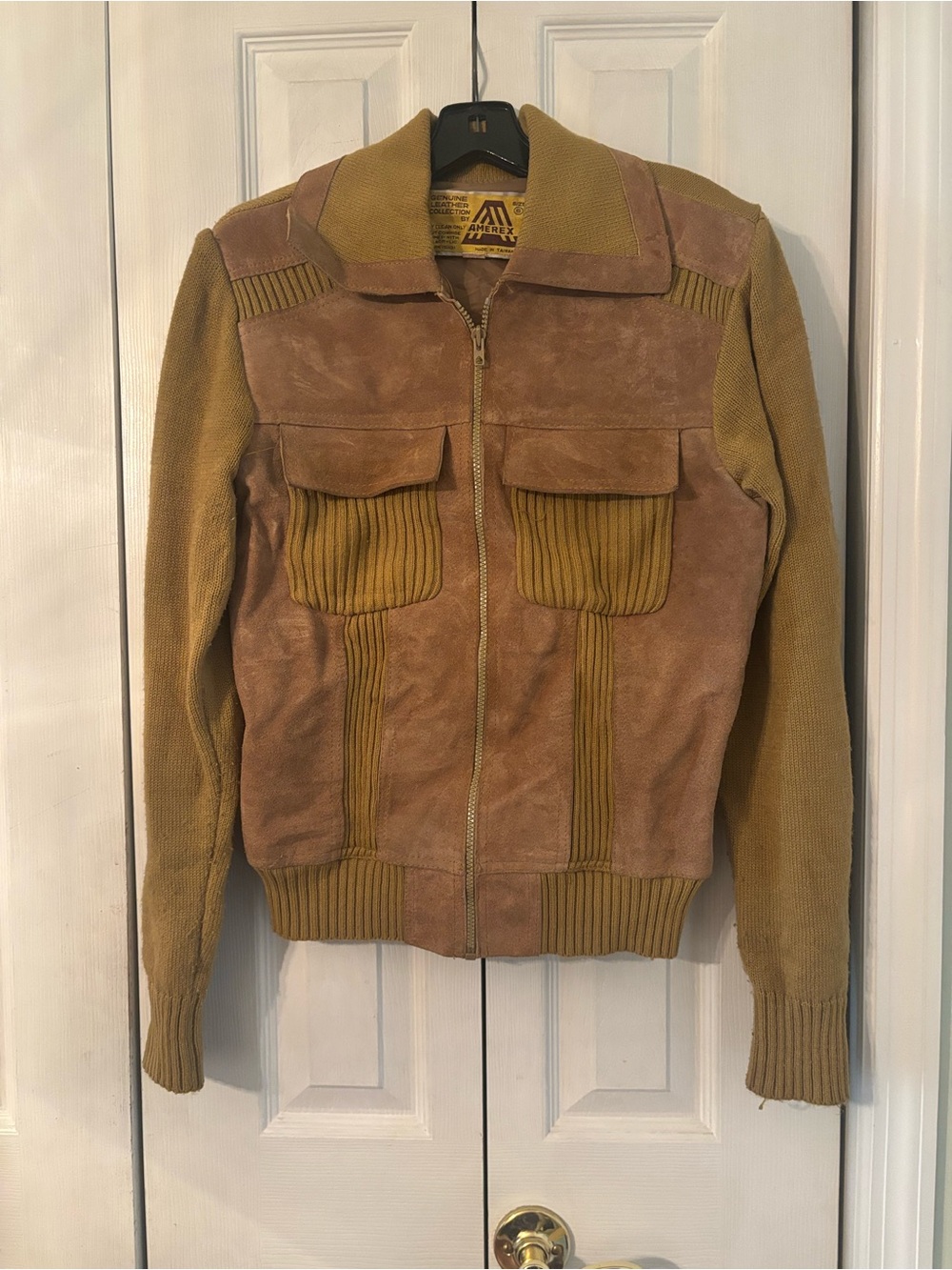 Vintage Amerex Leather/Suede& Sweater Zip Up Jacket-size Small Women’s